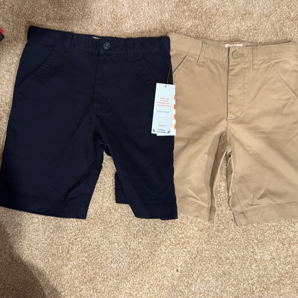 Khaki and Navy shorts